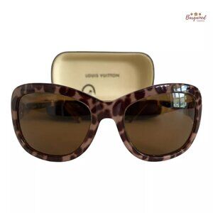 Authentic LOUIS VUITTON Brown/Beige Leopard Spotted Acetate Sunglasses Z0558W